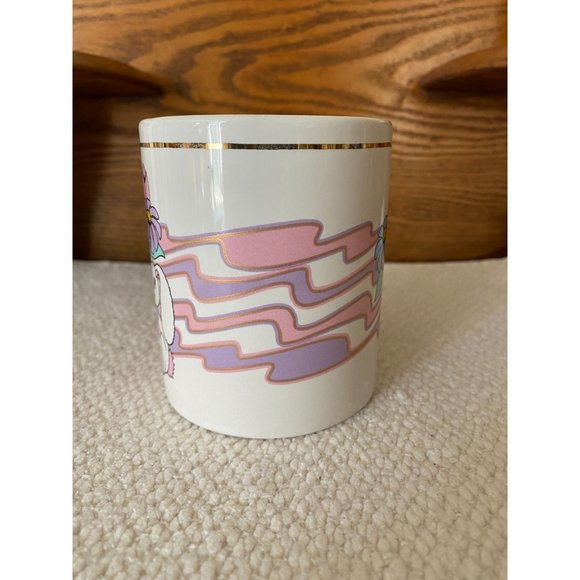 Vintage J.I.I. 1994 Rabbit Bunny Mug with Gold Trim Pastel Flowers - Picture 2 of 9